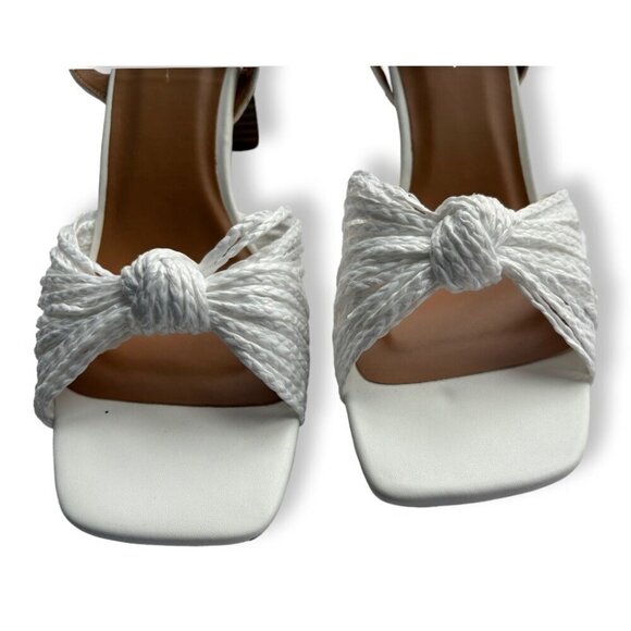 Lulu's Jaylea White Knotted Ankle Strappy Heeled Bridal Sandals Size 11 - Picture 5 of 11